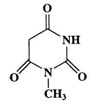 1-Methylpyrimidine-2,4,6(1H,3H,5H)-trione,2,4,6-(1H,3H,5H)-pyrimidinetrione,1-methyl-,CAS 2565-47-1,142.11,C5H6N2O3