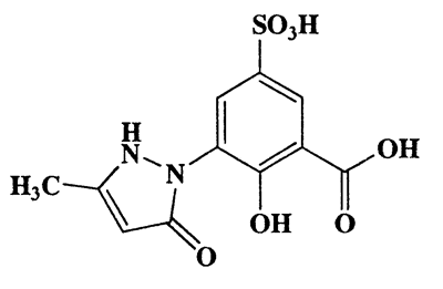 1-(2-Hydroxy-3-carboxy-5-sulfophenyl)-3-methyl-5-pyrazolone,Benzoic acid,3-(4,5-dihydro-3-methyl-5-oxo-1H-pyrazol-1-yl)-2-hydroxy-5-sulfo-,CAS 6201-74-7,314.27,C11H10N2O7S