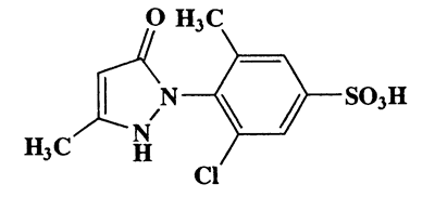 1-(2-Methyl-4-sulfo-6-chlorophenyl)-3-methyl-5-pyrazolone,Benzenesulfonic acid,3-chloro-4-(4,5-dihydro-3-methyl-5-oxo-1H-pyrazol-1-yl)-5-methyl-,CAS 6387-17-3,302.73,C11H11ClN2O4S