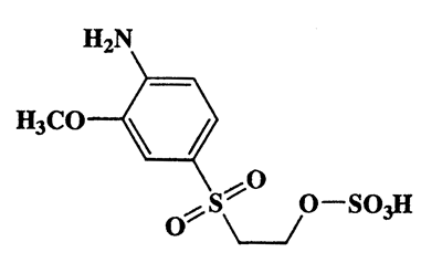2-(4-Amino-2-methoxy-5-methylphenylsulfonyl)ethyl hydrogensulfate,2-((4-Amino-3-methoxyphenyl)sulphonyl)ethyl hydrogen sulphate,CAS 21635-69-8,325.36,C10H15NO7S2
