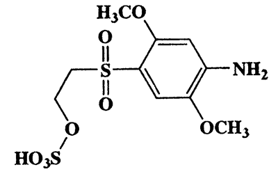 2-(4-Amino-2,5-dimethoxyphenylsulfonyl)ethyl hydrogen sulfate,Ethanol,2-[(4-amino-2,5-dimethoxyphenyl)sulfonyl]-,hydrogen,CAS 26672-24-2,341.36,C10H15NO8S2