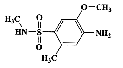 2-Methyl-4-amino-5-methoxy-N-methylbenzenesulfonamide,Benzenesulfonamide,4-amino-5-methoxy-N,2-dimethyl-,,CAS 149564-57-0,230.28,C9H14N2O3S