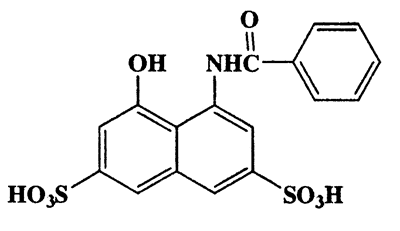4-Formamido-5-hydroxynaphthalene-2,7-disulfonic acid,2,7-Naphthalenedisulfonic acid,4-(benzoylamino)-5-hydroxy-,CAS 117-46-4,347.32,C11H9NO8S2