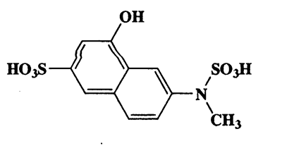4-Hydroxy-6-(sulfomethylamino)naphthalene-2-sulfonic acid,2-Naphthalenesulfonic acid,4-hydroxy-6-[(wulfomethyl)amino]-,CAS 6259-56-9,333.34,C11H11NO7S2