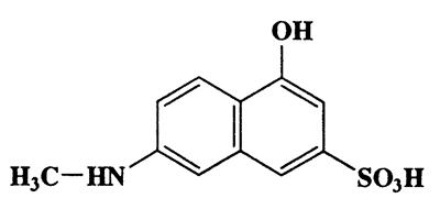 4-Hydroxy-7-(methylamino)naphthalene-2-sulfonic acid,2-Naphthalenesulfonic acid,4-hydroxy-7-(methylamino)-,CAS 22346-43-6,253.27,C11H11NO4S