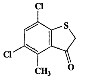 5,7-Dichloro-4-methyl-3-thianaphthenone,Benzo[b]thiophen-3(2H)-one,5,7-dichloro-4-methyl-,CAS 5858-19-5,233.11,C9H6Cl2N2OS