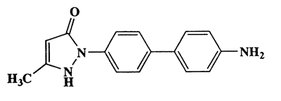 1-(4-(4-Aminophenyl)benzenyl)-3-methyl-5-pyrazolone,2-Pyrazolin-5-one,1-(4'-amino-4-biphenylyl)-3-methyl-,CAS 679406-21-4,265.31,C16H15N3O