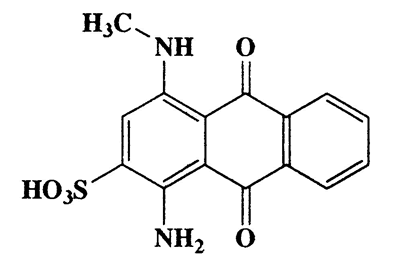 1-Amino-4-(methylamino)-9,10-dioxo-9,10-dihydroanthracene-2-sulfonic acid,2-Anthracenesulfonic acid,1-amino-9,10-dihydro-4-(methylamino)-9,10-dioxo-,monosodium salt,CAS 34940-32-4,332.33,C15H12N2O5S