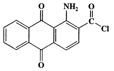 1-Amino-9, 10-dihydro-9, 10-dihydroanthracene-2-carbonyl chloride, 10-dioxo-, 10-dioxo-9, 2-Anthracenecarbonyl chloride, 285.68, C15H8ClNO3, CAS 6470-88-8
