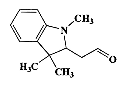 2-(1,3,3-Trimethylindolin-2-yl)acetaldehyde,Acetaldehyde,( 1,3-dihydro-1,3,3-trimethyl-2H-indol-2-ylidene)-,CAS 84-83-3,203.28,C13H17NO