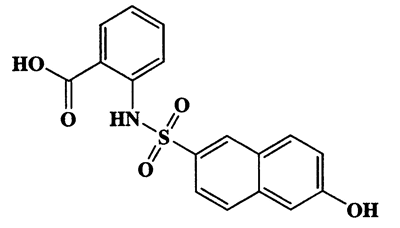 2-(2-Hydroxynaphthalene-6-sulfonamido)benzoic acid,Benzoic acid,2-[[(6-hydroxy-2-naphthalenyl)sulfonyl]amino]-,CAS 6388-49-4,343.35,C17H13NO5S