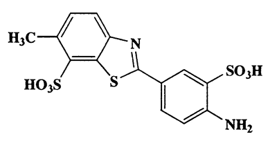2-(4-Amino-3-sulfophenyl)-6-methylbenzo[d]thiazole-7-sulfonic acid,7-Benzothiazolesulfonic acid,2-(4-amino-3-sulfophenyl)-6-methyl-,CAS 5855-98-1,400.45,C14H12N2O6S3