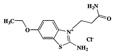 2-Amino-3-(2-carbamoylethyl)-6-ethoxybenzothiazolium chloride,301.79,C12H16ClN3O2S