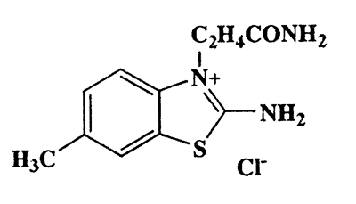 2-Amino-3-(2-carbamoylethyl)-6-methylbenzothiazolium chloride,271.77,C11H14ClN3OS
