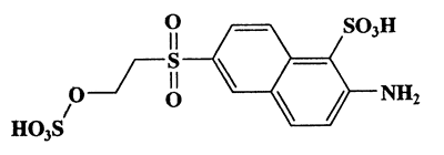 2-Amino-6-(2-(sulfooxy)ethylsulfonyl)naphthalene-1-sulfonic acid,1-Naphthalenesulfonic acid,2-amino-6-[[2-(sulfooxy)ethyl]sulfonyl]-,CAS 81417-89-2,411.43,C12H14NO9S3