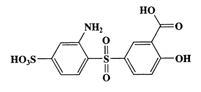 2-Hydroxy-5-(2-amino-4-sulfophenylsulfonyl)benzoic acid,Benzoic acid,5-[(2-amino-4-sulfophenyl)sulfonyl]-2-hydroxy-,CAS 6421-84-7,373.36,C13H11NO8S2