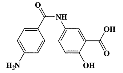 2-Hydroxy-5-(4-aminobenzamido)benzoic acid,Benzoic acid,5-[(4-aminobenzoyl)amino]-2-hydroxy-,CAS 6201-78-1,272.26,C14H12N2O4