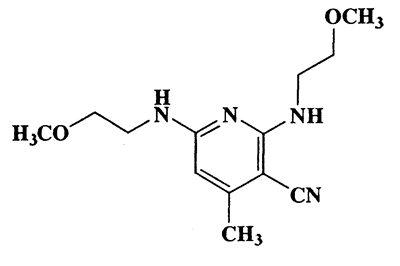 2,6-Bis(2-methoxyethylamino)-4-methylnicotinonitrile,3-Pyridinecarbonitrile,2,6-bis[(2-methoxyethyl)amino]-4-methyl-,CAS 51560-68-0,264.32,C13H20N4O2