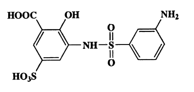 3-(3-Aminophenylsulfonamindo)-2-hydoxy-5-sulfobenzoic acid,Benzoic acid,3-[[(3-aminophenyl)sulfonyl]amino]-2-hydroxy-5-sulfo,CAS 6201-85-0,388.37,C13H12N2O8S2