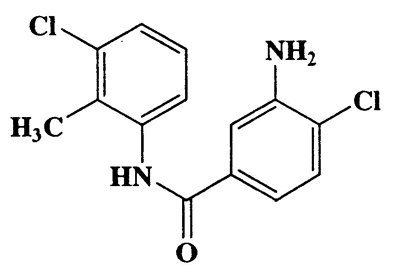 295.16, 3-amino-4-chloro-N-(3-chloro-2-methylphenyl)-, 3-Amino-4-chloro-N-(3-chloro-2-methylphenyl)benzamide, Benzamide, C14H12Cl2N2O, CAS 59158-04-2