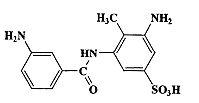3-Amino-4-methyl-5-(3-aininobenzamido)benzenesulfonic acid,Benzenesulfonic acid,3-amino-5-[(3-aminobenzoyl)amino]-4-methyl-,CAS 6661-55-8,321.35,C14H15N3O4S