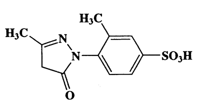 3-Methyl-4-(3-methyl-5-oxo-4,5-dihydropyrazol-1-yl)benzenesulfonic acid,m-Toluenesulfonicacid,4-(3-methyl-5-oxo-2-pyrazolin-1-yl)-,CAS 118-07-0,268.29,C11H12N2O4S