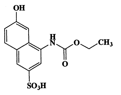 3-Sulfo-7-hydroxy-1-naphthalenecarbamic acidethyl ester,2-Naphthalenesulfonic acid,4-[(ethoxycarbonyl)amino]-6-hydroxy-,CAS 6410-00-0,311.31,C13H13NO6S