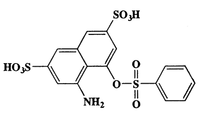 4-Amino-5-(phenylsulfonyloxy)naphthalene-2,7-disulfonic acid,2,7-Naphthalenedisulfonic acid,4-amino-5-hydroxy-,benzenesulfonate(ester),CAS 83-23-8,459.47,C16H13NO9S3