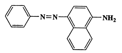 4-(Phenyldiazenyl)naphthalen-1-amine,1-Naphthalenamine,4-(phenylazo)-,CAS 131-22-6,247.29,C16H13N3