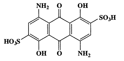4,8-Diamino-1,5-dihydroxy-9,10-dioxo-9,10-dihydroanthracene-2,6-disulfonic acid,2,6-Anthracenedisulfonic acid,4,8-diamino-9,10-dihydro-1,5-dihydroxy-9,10-dioxo-,CAS 128-86-9,430.37,C14H10N2O10S2