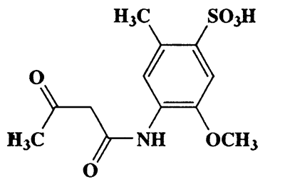 5-Methoxy-2-methyl-4-(3-oxobutanamido)benzenesulfonic acid,Benzenesulfonic acid,4-((1,3-dioxobutyl)amino)-5-methoxy-2-methyl-,CAS 62592-39-6,301.32,C12H15NO6S