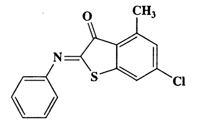 6-Chloro-4-methyl-2-(phenylimino)benzo[b]thiophen-3(2H)-one,Benzo[b]thiophen-3(2H)-one,6-chloro-4-methyl-2-(phenylimino)-,CAS 5858-08-2,287.76,C15H10ClNOS