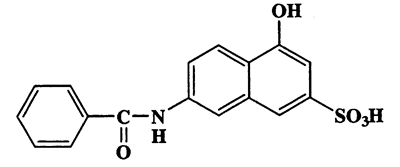 7-Benzamido-4-hydroxynaphthalene-2-sulfonic acid,2-Naphthalenesulfonic acid,7-(benzoylamino)-4-hydroxy-,CAS 132-87-6,343.35,C17H13NO5S