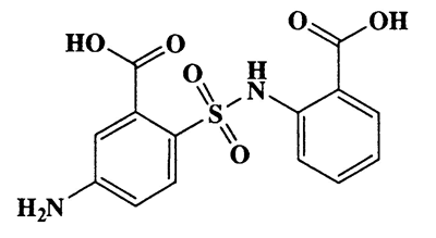 N-(2-carboxy-4-aminophenylsulfonyl)anthranilic acid,Benzoic acid,5-amino-2-[[(2-carboxyphenyl)amino]sulfonyl]-,CAS 6421-87-0,336.32,C14H12N2O6S