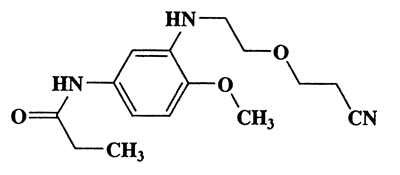 N-(3-(2-(2-cyanoethoxy)ethylamino)-4-methoxyphenyl)propionamide,Propanamide,N-(3-(2-(2-cyanoethoxy)ethylamino)-4-methoxyphenyl),CAS 126224-16-6,291.35,C15H21N3O3