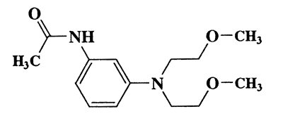 N-(3-(bis(2-methoxyethyl)amino)phenyl)acetamide,Acetamide,N-[3-[bis(2-methoxyethyl)amino]phenyl]-,CAS 24294-01-7,266.34,C14H22N2O3