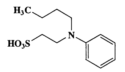 N-butyl-N-phenyltaurine,2-(butyl(phenyl)amino)ethanesulfonic acid,Ethanesulfonic acid,2-(butylphenylamino)-,CAS 6199-87-7,257.35,C12H19NO3S