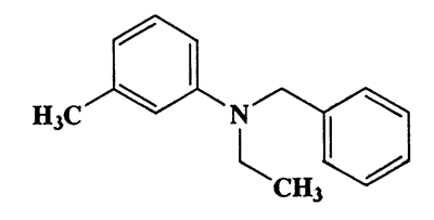 N-ethyl-N-benzyl-3-methylaniline,Benzenemethanamine,N-ethyl-N-(3-methylphenyl)-,CAS 119-94-8,225.33,C16H19N