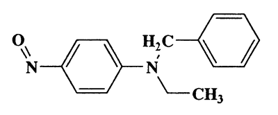 N-ethyl-N-benzyl-4-nitrosoaniline,Benzenemethanamine,N-ethyl-N-(4-nitrosophenyl)-,monohydrochloride,CAS 130286-67-8,240.30,C15H16N2O