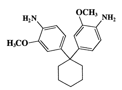 1,1-Bis(3-methoxy-4-aminophenyl)cyclohexane,Benzenamine,4,4'-cyclohexylidenebis[2-methoxy-,CAS 6259-09-2,326.43,C20H26N2O2