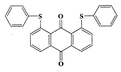 1,8-Bis(phenylthio)anthracene-9,10-dione,9,10-Anthracenedione,1,8-bis(phenylthio)-,CAS 13676-91-0,424.53,C26H16O2S2