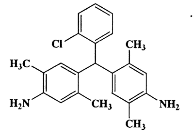 2,2',5,5'-Tetramethyl-4,4'-diamino-2''-chlorotriphenylmethane;4-((4-amino-2,5-dimethylphenyl)(2-chlorophenyl)methyl)-2,5-dimethylbenzenamine,Benzenamine,4,4'-[(2-chlorophenyl)methylene]bis[2,5-dimethyl-,CAS 81-71-0,364.91,C23H25ClN2