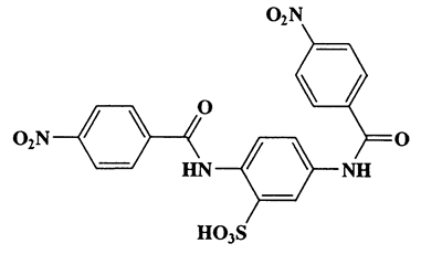 2,5-Bis(4-nitrobenzamido)benzenesulfonic acid,Benzenesulfonic acid,2,5-bis[(4-nitrobenzoyl)amino]-,CAS 6661-57-0,486.41,C20H14N4O9S