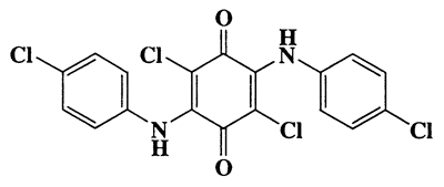 2,5-Di(4-chloroanilino)-3,6-dichloroquinone,2,5-Cyclohexadiene-1,4-dione,2,5-dichloro-3,6-bis[(4-chlorophenyl)amino]-,CAS 6201-69-0,428.1,C18H10Cl4N2O2