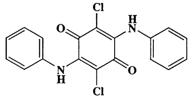 2,5-Dichloro-3,6-bis(phenylamino)cyclohexa-2,5-diene-1,4-dione,p-Benzoquinone,2,5-dianilino-3,6-dichloro-,CAS 5030-67-1,359.21,C18H12Cl2N2O2