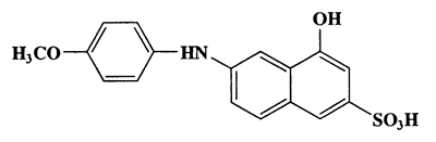 4-Hydroxy-6-(4-methoxyphenylamino)naphthalene-2-sulfonic acid,2-Naphthalenesulfonic acid,4-hydroxy-6-[(4-methoxypheny)amino]-,monosodium salt,CAS 201235-52-1,345.37,C17H15NO5S
