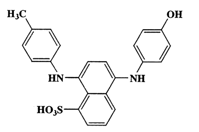 5-(4-Hydroxyanilino)-8-(4-methylanilino)-lnaphthalenesulfonic acid,1-Naphthalenesulfonic acid,5-[(4-hydroxyphenyl)amino]-8-[(4-methylphenyl)amino]-,CAS 6362-22-7,420.48,C23H20N2O4S