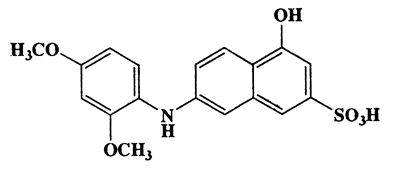 6-(2,4-Dimethoxyanilino)-1-naphthol-3-sulfonic acid,2-Naphthalenesulfonic acid,7-[(2,4-dimethoxyphenyl)amino]-4-hydroxy-,CAS 6259-49-0,375.40,C18H17NO6S