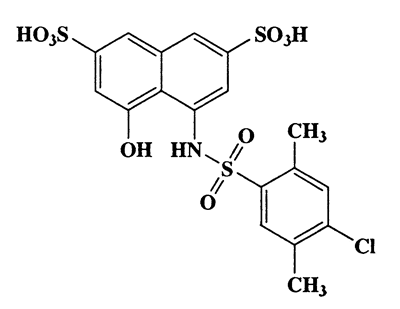 8-(2,5-Dimethyl-4-chlorophenylsulfonamido)-1-naphthol-3,6-disulfonic acid,2,7-Naphthalenedisulfonic acid,4-[[(4-chloro-2,5-dimethylphenyl)sulfonyl]amino]-5-,CAS 6361-35-9,521.97,C18H16ClNO9S3