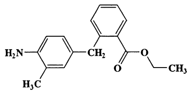 Ethyl 2-(4-amino-3-methylbenzyl)benzoate,o-Toluic acid,a-(4-amino-m-tolyl)-,ethyl ester,CAS 6411-64-9,269.34,C17H19NO2